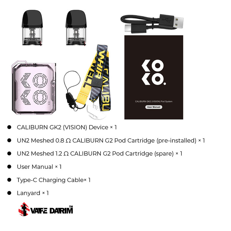 پادسیستم یوول کالیبرن جی کی2 ویژن (UWELL CALIBURN GK2 (vision |ویپ داریم
