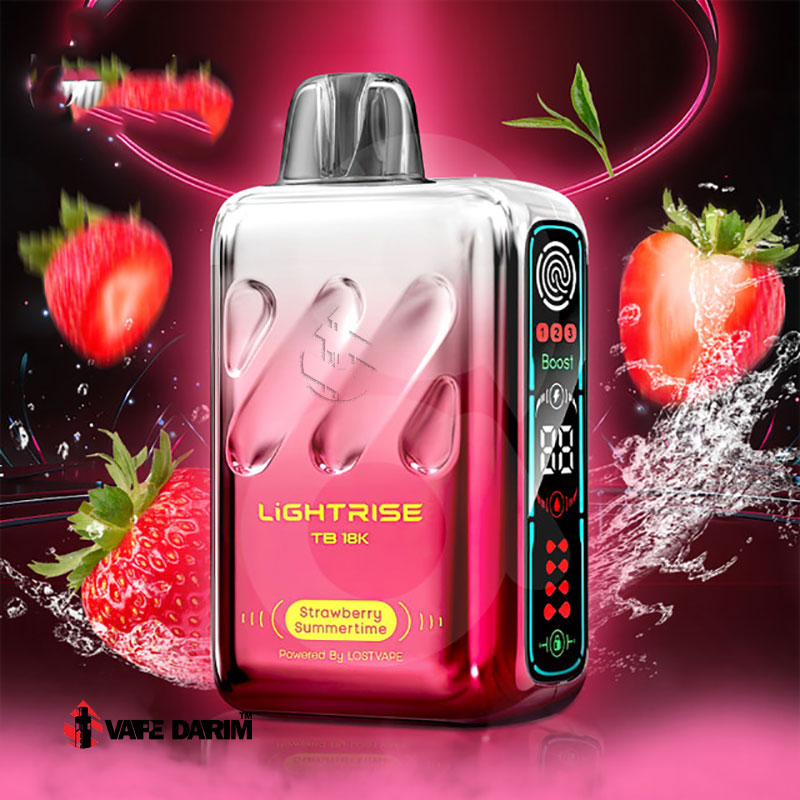 Lightrisk Strawberry Summertime 18k Lostvape |ویپ داریم پاد لایترز بار توت فرنگی تابستانی لاست ویپ Lightrise Strawberry Summertime TB 18K |ویپ داریم